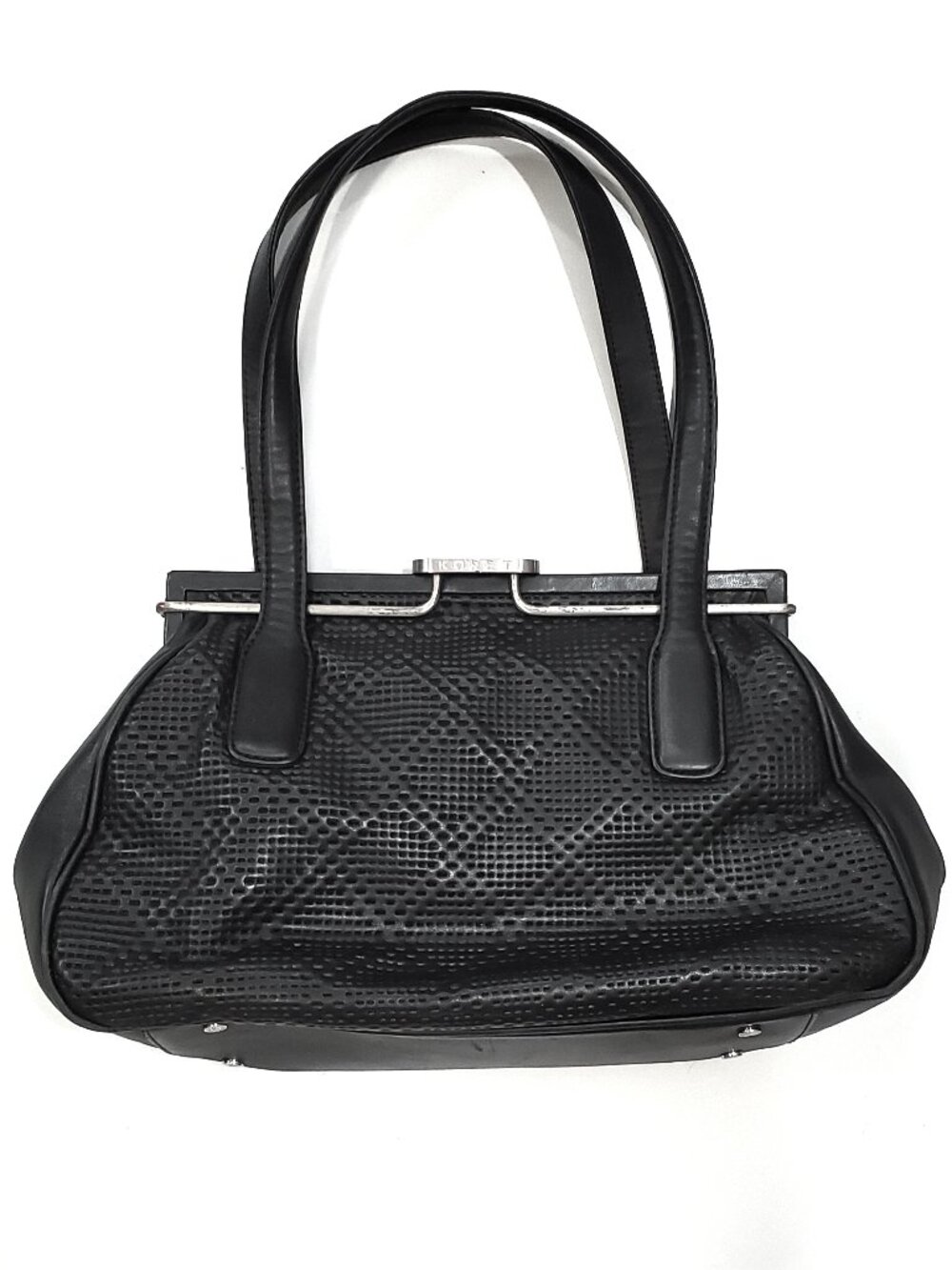 Koret Satchel Handbag in Black Embossed Leather